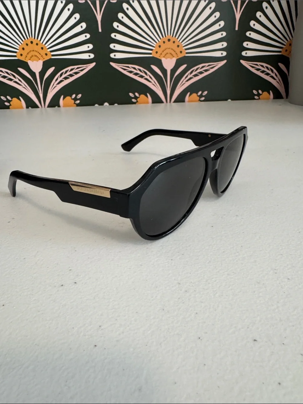 Men’s Dolce & Gabbana Black Shield Sunglasses with Black Case